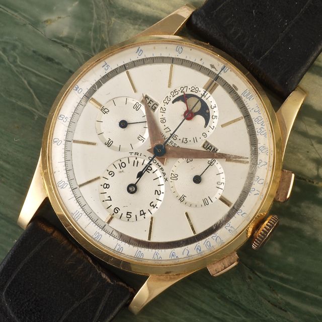 1950 Universal tri-Compax 18k case ref. 12296 - TIMELINE.WATCH collection