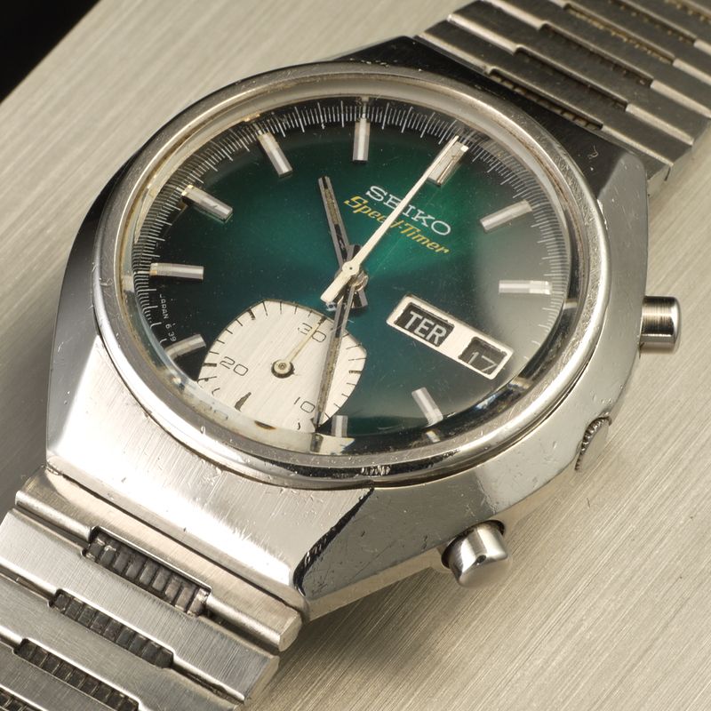 1973 Seiko Speed-timer ref. 6139 green dial - TIMELINE.WATCH collection