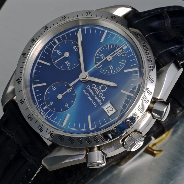 omega speedmaster automatic blue dial