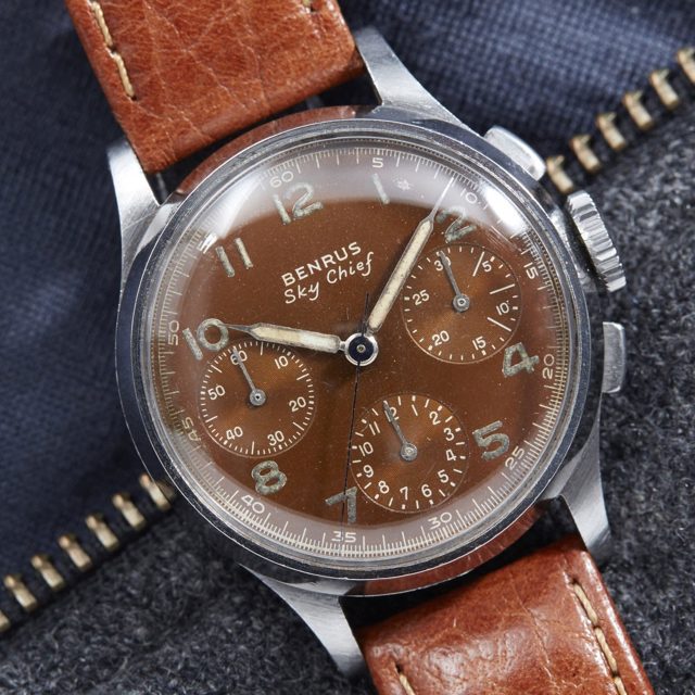 Benrus Sky Chief pilot chronograph with tropical dial from 1943